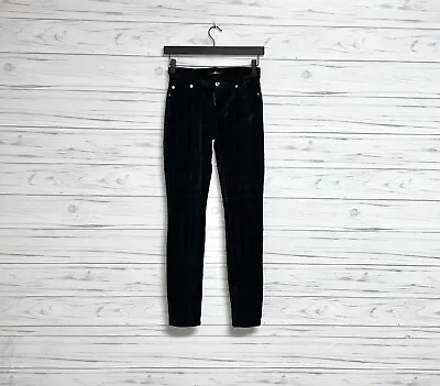 7 For All Mankind Jeans Womens Size 24 Skinny Mid Rise Velvet Black Striped • $9.25