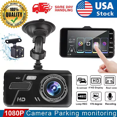 Touch Screen Dash Cam 4  1080P Front/Rear Camera Dual Lens Car DVR Recorder • $23.74