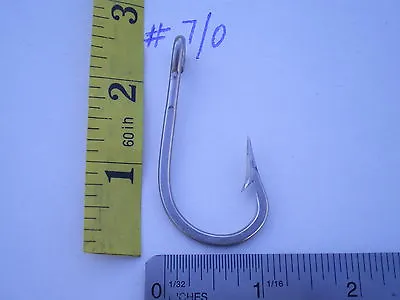 10 Pcs. Big Game Stainless Steel Tuna Marlin Shark Fishing Hooks 7691s #7/0 • $12.99