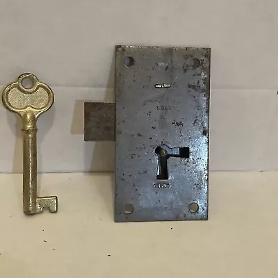 $9.99 • Buy Vintage Nos Cabinet Drawer Dresser Lock With Skeleton Key 3” X  1-5/8  Salvage