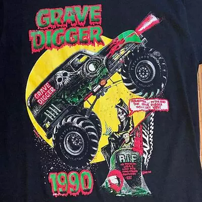 1990 Grave Digger Monster Truck Cotton Black Unisex T-shirt S-2XL Freeship • $21.99