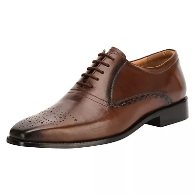 LIBERTYZENO Mens Leather Shoes Oxford Handmade Brogue Lace Up Style Oxford Shoes • $44.99