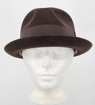 Men's VTG 1950s Brown Velvet Kevin McAndrew Fedora / Hat Sz 7 3/8 50s • $229.99