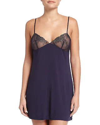 LA PERLA Primula Embroidered Lace Top BabyDoll Night Gown Navy Chemise Slip ** M • $144