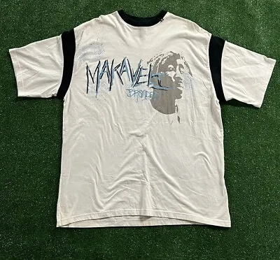 Vintage Makaveli Branded 2pac Tupac Shukur Image Print White Tee Shirt XXL • $31.95