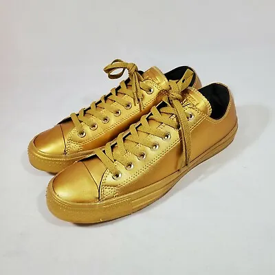 Converse All Star Gold Metallic Ox Lo Top Sneaker 153107C Men 9 Women 11 EUC • $84.95