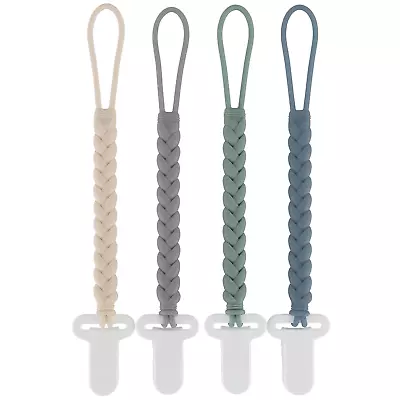 4-Pack Silicone Pacifier Clips With A Woven Rope Shape For Baby Boys And Girls - • $17.11