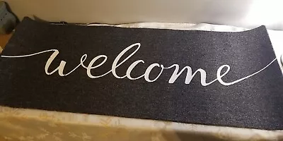  Welcome Mat (48  X 18 ) Black & White Out & Indoor Brand New Absorbs Mud • $14.99