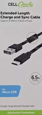 CellCandy - Extended Length Charge & Sync Cable - Micro-USB - 6.5 Feet - Black • $10.75