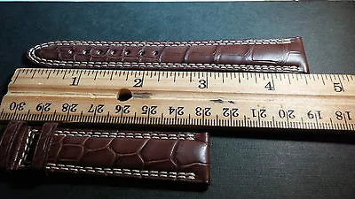 Montblanc Alligator Watch Band 19/17mm BROWN Regular Padded SWISS MADE Doub • $75