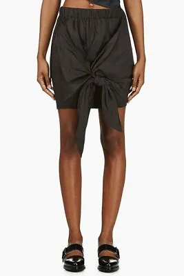 Acne Studios Ines Shantung Knotted Asymmetric Silk Skirt Size 36 Black • $45