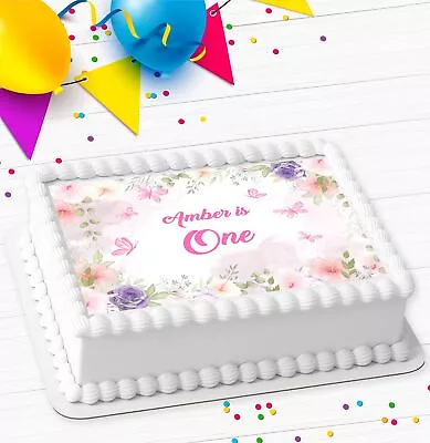 Flowers & Butterflies Birthday Personalised Edible Icing Costco Cake Topper R1-9 • £15.99