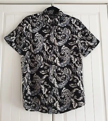 £10.99 • Buy NEW LOOK Mens Short Sleeved Shirt Tropical Hawaiian Print Size S Black/Multi 