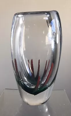 Vintage Signed Studio Art Glass Vase Vicke Lindstrand Abstracta  Scandinavian • $150