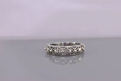 Sterling Silver Beaded Button Openwork Filigree Flower Band Ring Avon 925 Sz: 8 • $25.50