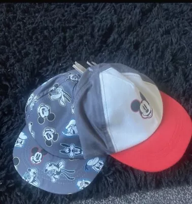 2 X Disney Mickey Mouse Hats Caps Pluto Donald Duck Age 3-6 Months Bnwt • £3.50