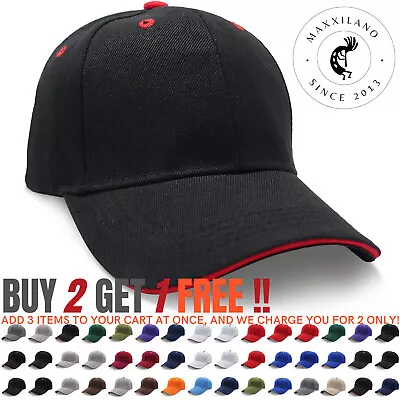 Premium Plain Baseball Caps Adjustable Visor Hat Polo Style Cap Men Trucker Hats • $6.95