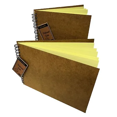 YELLOW CARD Wood HARDBOARD Cover Scrapbook Pad Wirobound Sketch Book Album Arts • £14.99