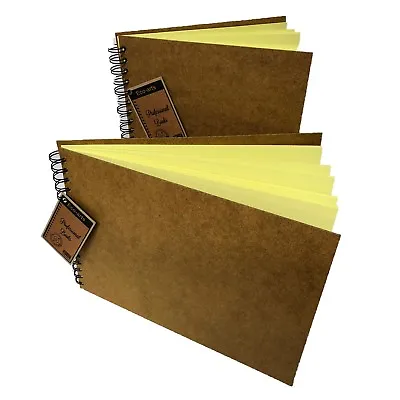 YELLOW CARD Wood HARDBOARD Cover Scrapbook Pad Wirobound Sketch Book Album Photo • £14.99
