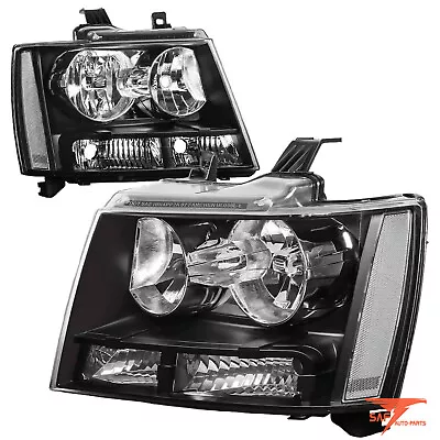 For 2007-2014 Chevy Suburban Tahoe Avalanche Clear Black Headlights Headlamps • $70.99