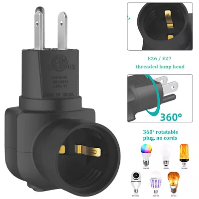 360° Plug In Light Socket Outlet To Light Bulb 3-Prong Outlet E27 Socket Adapter • $9.39