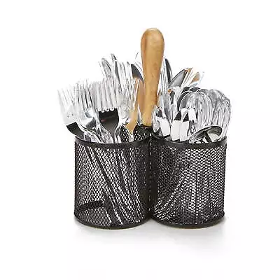 Metal Utensil Caddy Silverware Organizer Cutlery Holder 3-Section Silver，US • $23.88