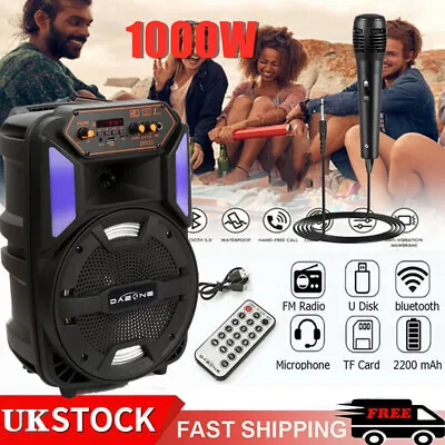 8  1000W Portable Wireless Bluetooth Speaker Rechargeable LED Party Heavy Bass • £32.99