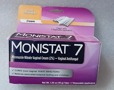 MONISTAT 7 Miconazole Yeast Infection Cream Suppositories 7-Day Expires 10/24 • $4.99