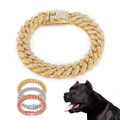 £5.98 • Buy Large Dog Chain Collar Puppy Stainless Steel Choker Heavy Duty Cuban Necklaces