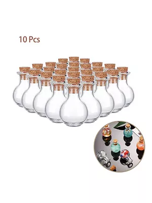 10 Mini Empty Glass Bottle Vials Cork Spell Jar Wish Bottles Pagan Pendants • $10.89