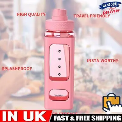 Water Bottle 23.6 Oz Large Capacity Bottle Straw & Lovely Sticker (Pink) • £7.29