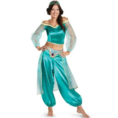 Halloween Aladdin Princess Jasmine Costume Womens Adult Maxi Cosplay Fancy Dress • £22.60
