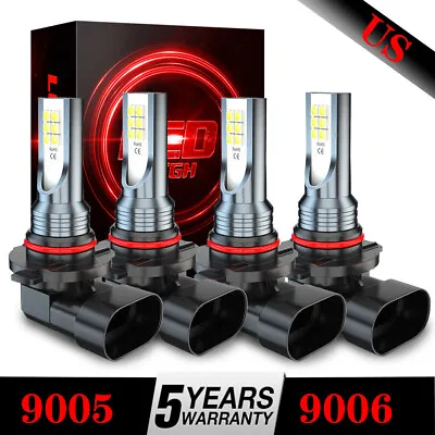 9005 9006 LED Headlights Kit Combo Bulbs 10000K High Low Beam Super White Bright • $22.21