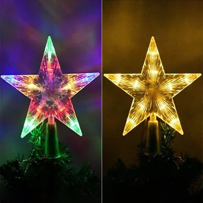 LED Star Christmas Tree Topper Ornament Party Decoration XmasTree Decor Light Up • £5.85