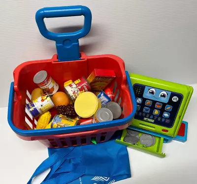 Melissa & Doug Grocery Basket Leap Frog Register Play Food Fruits Veggies VIDEO • $40