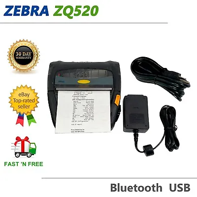 Zebra ZQ520 Mobile Barcode Label Thermal Printer Bluetooth USB TESTED • $304