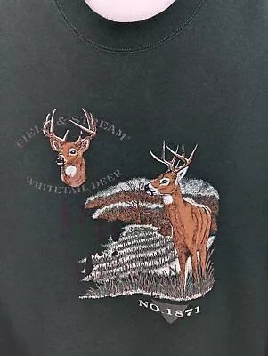 Field & Stream Vintage Whitetail Deer Green Crewneck Sweatshirt 2XL Made In USA • $32.29