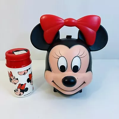 Vintage Aladdin Minnie Mouse Head Face Lunch Box W/ Thermos • $99.98