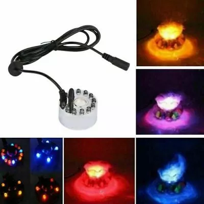 12 LED Ultrasonic Mist Maker Light Water Fountain Pond Fogger With Power Adapter • $14.24