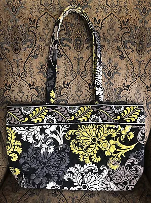 EUC Vera Bradley East West Tote Baroque Pattern Floral Print Black Yellow White • $25