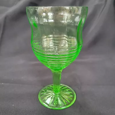 Hocking Glass CIRCLE Green Stemmed Wine Water Goblet • $24