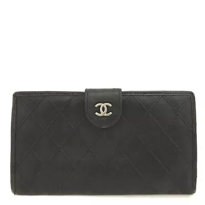 CHANEL Bicolore CC Logo Black Lambskin Long Bifold Wallet/5X0286 • £2.61