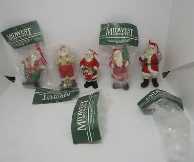 Vintage Midwest Of Cannon Falls Porcelain Santa Claus Christmas Ornaments Lot • $25