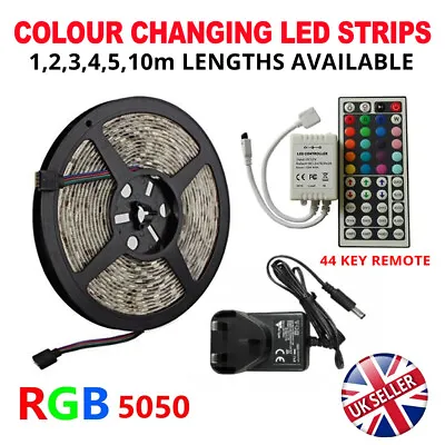 1~5m 5050 Rgb 12v Waterproof Colour Changing Led Strip Lights  + Remote Control • £2.69