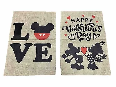 2x Mickey Mouse Love Garden Flags Disney Happy Valentines Day Yard Flags 12x18” • $13.59