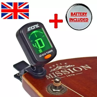 Guitar Tuner Clip-On Chromatic Precision Bass Violin Digital Battery Ukulele UK✅ • £6.31