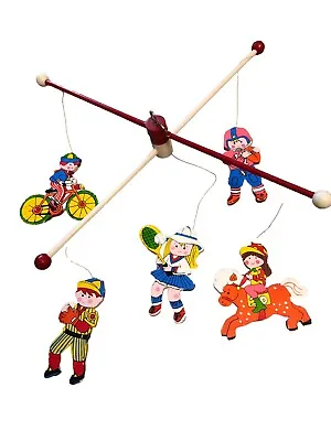 Vintage Baby Crib Mobile Sports. Wooden And Hand Painted • $4.99