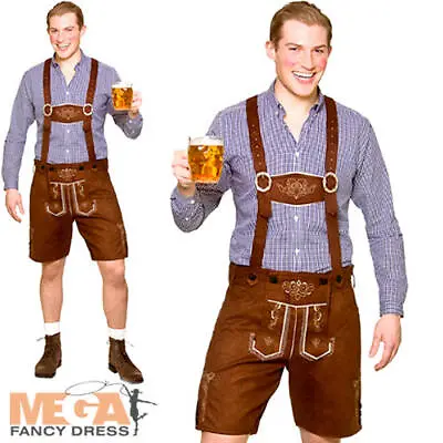 £22.99 • Buy Mens Lederhosen Oktoberfest Fancy Dress Faux Suede Bavarian Adults Costume