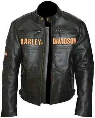 Harley-Davidson Men's Motorcycle Vintage Biker Distressed Real Leather Jacket • $174.99