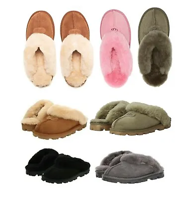 New UGG Women's Shoes Coquette Soft Cozy Slippers Sandals Black Chestnut Grey  • $106.25